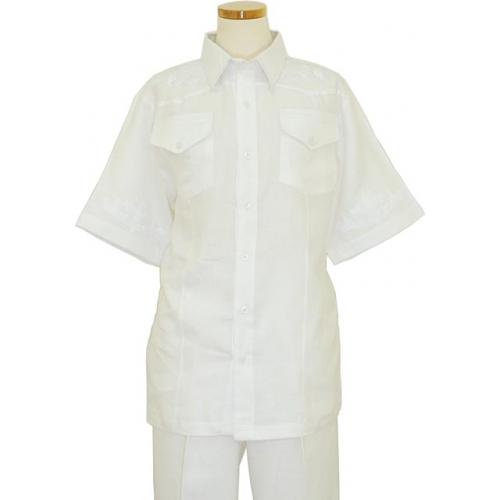 Prestige 100% Linen White  2 PC Outfit EMB 1134